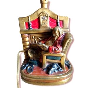 Rare 1930s fireside comfort armor bronze lamp